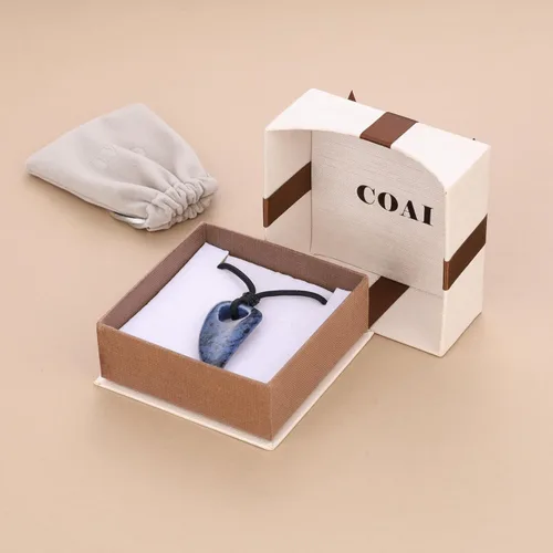 Vista 6 de COAI Collar de diente de lobo con colgante de piedra de amuleto para hombre y mujer