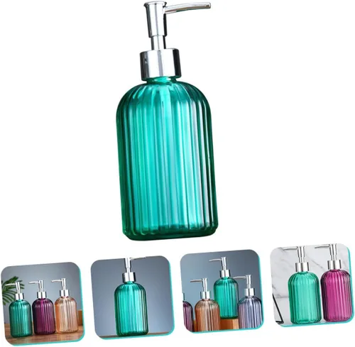 Vista 3 de Lurrose Refillable Glass Pump Bottle Hand Soap Dispenser for Bathroom Kitchen Shampoo Lotion Body Wash Liquid Soap Pump Jar