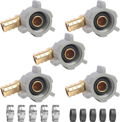 Vista 12 de WiseWater Juego de 4 adaptadores giratorios PEX de 1/2" x 1/2" FNPT para agua potable, accesorios de latón DZR sin plomo con anillos de crimpado