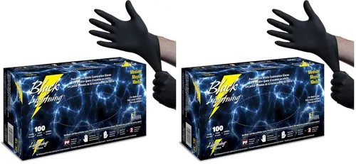 Vista 12 de Guantes de examen Atlantic Safety Products Black Lightning, desechables, guantes de nitrilo sin polvo, negros, pequeños, 100