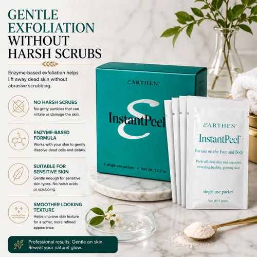 Vista 3 de Earthen - Paquetes exfoliantes instantáneos – Exfoliante facial y corporal suave para una piel suave y brillante – Elimina las células muertas
