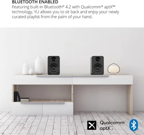 Vista 6 de Kanto Altavoces YU de 140 W con entrada Bluetooth® 4.2 y RCA Cuenta con detección de señal y modo de espera automático Control remoto incluido