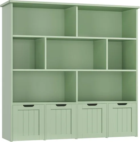 Vista 8 de FINETONES Organizador de Almacenamiento, Estantería con 4 Cofres Móviles y 7 Cubos de Almacenamiento, Cofre de Almacenamiento con Ruedas Ocultas