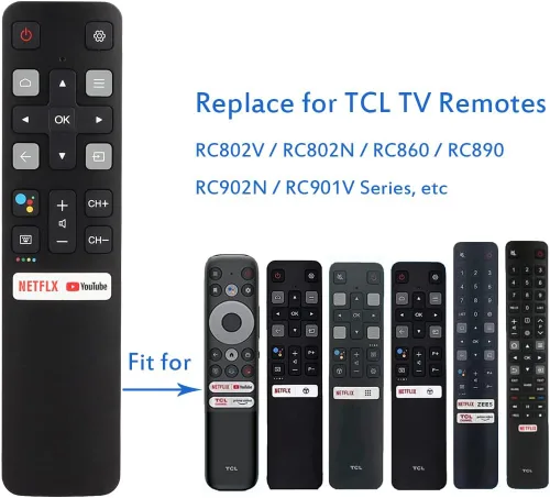 Vista 4 de Control remoto universal para todos los televisores inteligentes TCL, control remoto de TV RC802V para todos los televisores TCL TV Android 4K - No