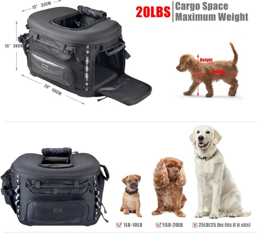 Vista 3 de Goldfire Transportador de motocicleta para perros y gatos, transportador portátil de mascotas para Street Glide Road King con portaequipajes o barra