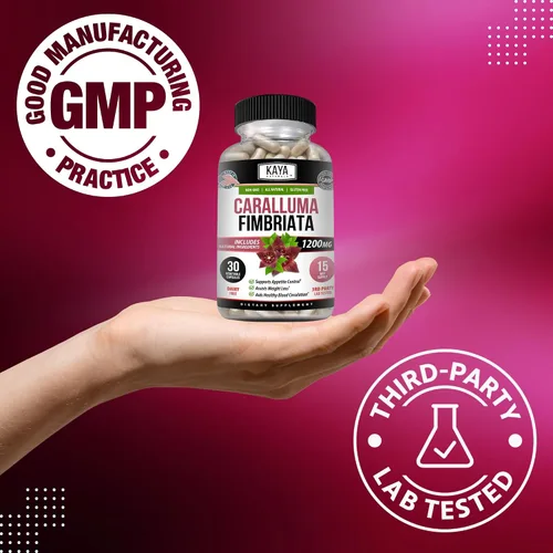 Vista 6 de Kaya Naturals - Suplemento Caralluma Fimbriata de 1200 mg de alta potencia Soporte de resistencia natural de máxima resistencia, cápsulas