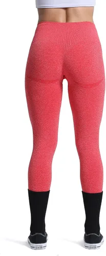 Vista 5 de Aoxjox Leggings de entrenamiento sin costuras para mujer, con contorno de sonrisa, cintura alta, pantalones de yoga para gimnasio