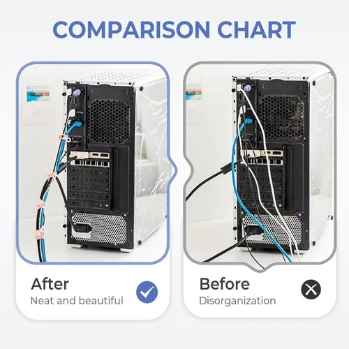 Vista 2 de Paquete de 10 bridas de silicona reutilizables, organizador de cables ajustables para auriculares, cargador de teléfono, cables de computadora