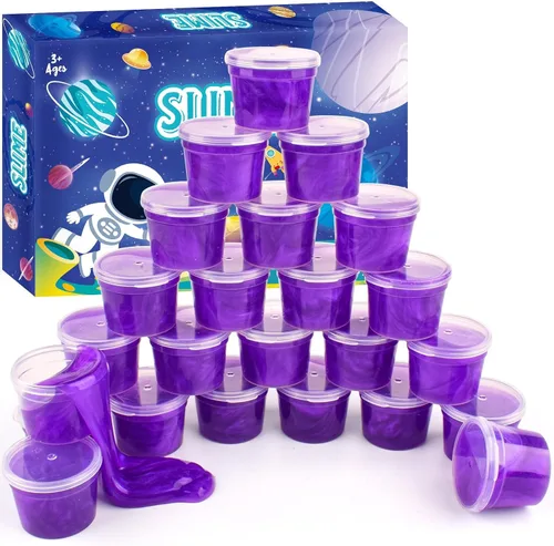 Vista 11 de Paquete de 24 Galaxy Slime, regalos de fiesta de slime azul, antiadherente, suave y liso para cumpleaños, recompensas de aula, rellenos de Slime