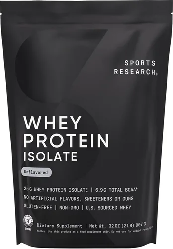 Vista 14 de Sports Research® 100% proteína de suero aislado de chocolate mantequilla de maní – Proteína en polvo de origen estadounidense con BCAA – Sin sabores