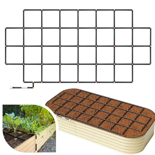 Vista 12 de Sistema de riego de rejilla de jardín, 2 x 4 sin esquinas, sistema de riego por goteo para camas de jardín, pero mejor, premontado, riega cada