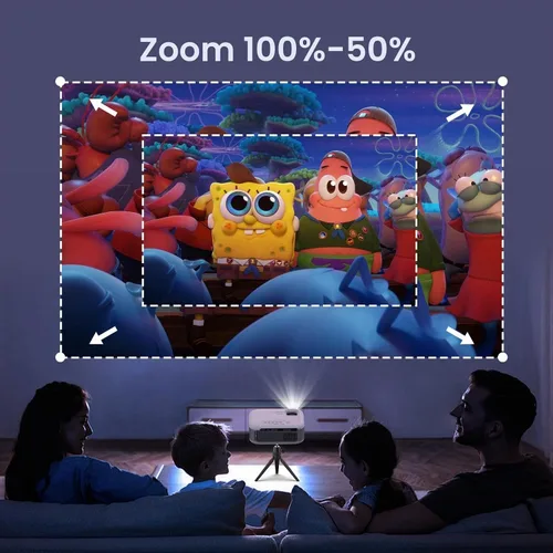 Vista 4 de [Usado] PANSEBA Mini proyector, proyector HD 1080P actualizado 2025, proyector portátil con Bluetooth, proyector de películas compatible