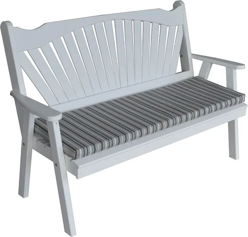 Vista 5 de Furniture Barn USA Pine - Banco de jardín Fanback de 4 pies, color negro