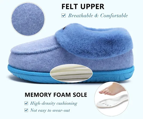 Vista 3 de COFACE Pantuflas de casa de espuma viscoelástica para mujer, con soporte de arco, mocasines de invierno, cálidos, mullidos, con suela de goma