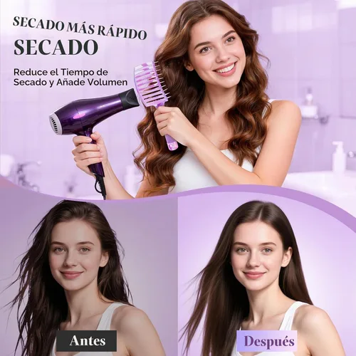 Vista 28 de Bsisme Juego de cepillos para el cabello, cepillo desenredante de Azul y morado.