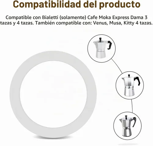 Vista 2 de Anillo de sellado de junta de repuesto para cafeteras de aluminio para estufas, 3 tazas y 4 tazas de silicona de repuesto de grado alimenticio