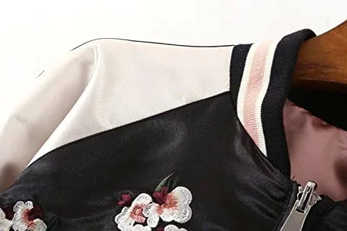 Vista 8 de Viport Chaqueta Bomber Reversible Bordada Floral Phoenix Mujer Negro Rojo