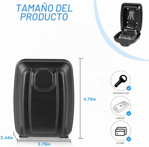 Vista 2 de Caja de Seguridad para Llaves, Caja de Almacenamiento de Llaves Montada en la Pared con Combinación de Teclado de 12 Dígitos, Código Reiniciable