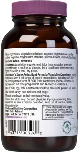 Vista 3 de BlueBonnet Cápsulas vegetarianas de fórmula súper antioxidante, 60 unidades, color blanco