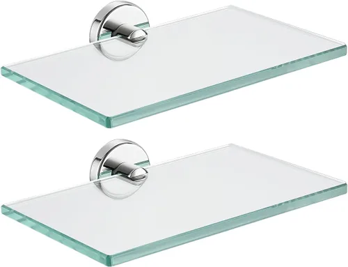 Vista 35 de JQK Pequeños estantes flotantes de vidrio negro, repisas de exhibición de 4 pulgadas para pared, mini decoración, sala de estar, dormitorio, baño