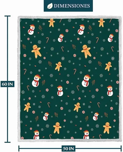 Vista 4 de PAVILIA Premium Manta de vellón sherpa de Navidad regalo de decoración navideña, afelpada, cálida y acogedora, de microfibra y reversible, para Pan