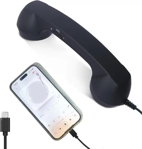 Vista 8 de 2026 New Retro Phone Handset for iPhone, Type-C Retro Telephone Wired Handsets Style Landline Handle Receiver for Cell Mobile Video Conferences