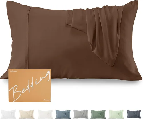 Vista 13 de GOKOTTA Fundas de almohada suaves estándar, Fundas de almohada de seda lujosa y refrescante para quienes duermen con calor, 100% rayón derivado