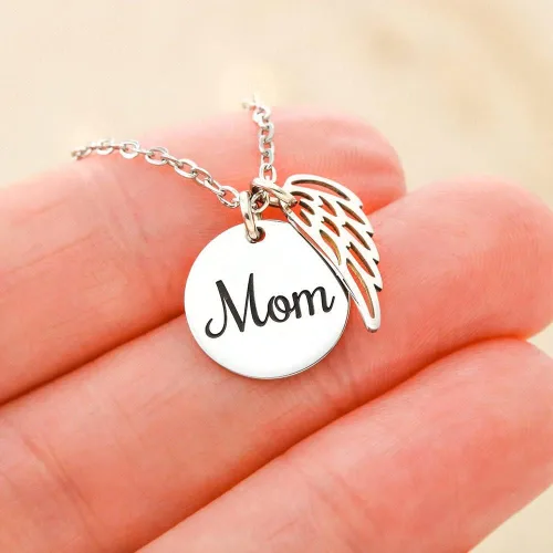 Vista 2 de Collar de recuerdo para mamá porque alguien que amamos está en el cielo regalo para recordar a mamá regalo de alas de ángel para mamá regalo