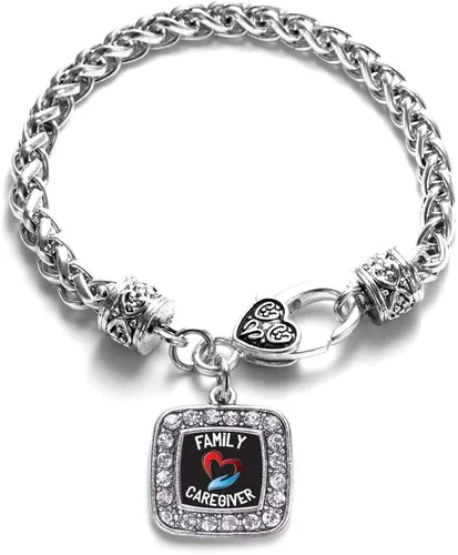 Vista 29 de Pulsera de dijes cuadrados de plata con joyería de circonita cúbica