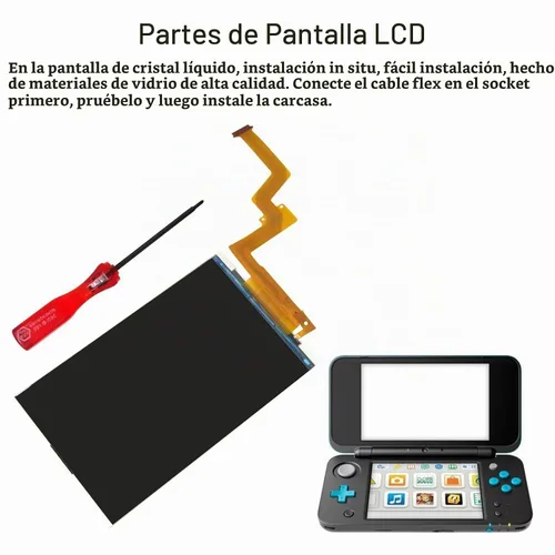 Vista 4 de Reemplazo superior superior de pantalla de cristal LCD para Nintendo nuevo 2DS XL LL con destornillador de pH de 0.059 in