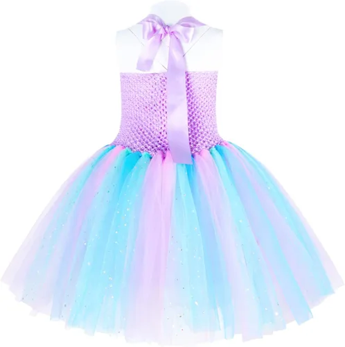 Vista 2 de Doctor Unicorn Conjunto de disfraz de sirena para niñas, vestido de sirena tutú con diadema