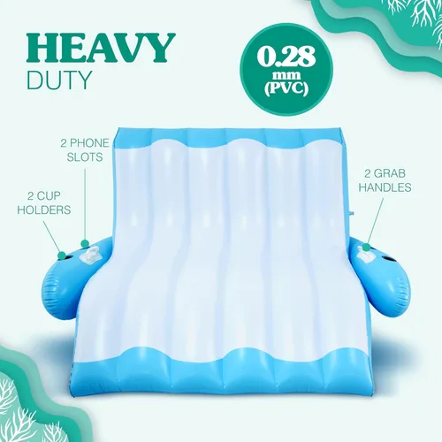 Vista 6 de 4E's Novelty Flotador inflable para dos personas con soporte para tazas, tumbona de alta resistencia para adultos, flotadores flotantes flotantes