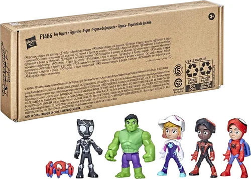 Vista 2 de Marvel Hasbro - Paquete de figuras de acción de Spidey y sus increíbles amigos, revelación de héroe, con función de máscara abatible, a escala de 4