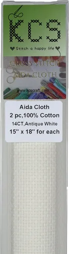 Vista 113 de KCS 2 cajas de tela de costura de algodón para punto de cruz de 15 x 18 pulgadas (blanco antiguo, 11 unidades)