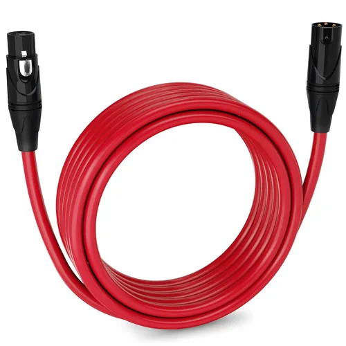 Vista 32 de LyxPro Cable de micrófono XLR hembra a macho de ángulo recto de 3 pines de 1.5 pies para altavoces amplificados, interfaz de audio, rendimiento