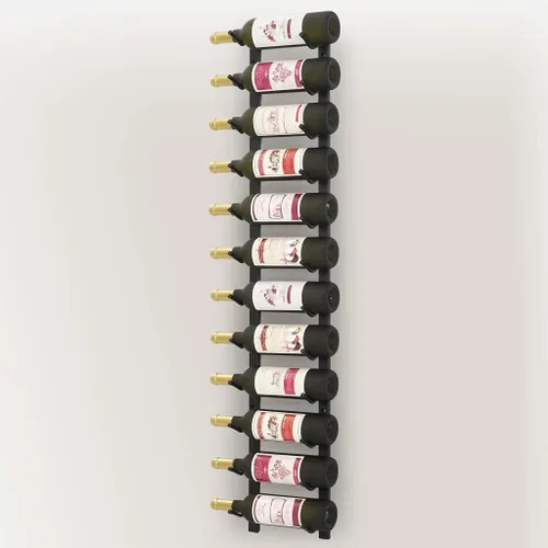 Vista 4 de Estante de vino montado en la pared para 12 botellas, estante vertical para vino, estilo moderno, estante de vino de club, estante de vino de metal