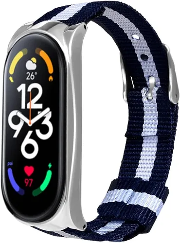 Vista 7 de Pulsera compatible con Xiaomi Mi Band 7, correa de repuesto de lona deportiva, ajustable, duradera, suave, ligera, compatible con Xiaomi Mi Band 7