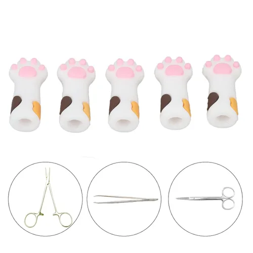 Vista 5 de 5 fundas para tijeras, tijeras de cutícula, protectores de cubierta con forma de gato, cubierta protectora de silicona para uñas y uñas de los pies