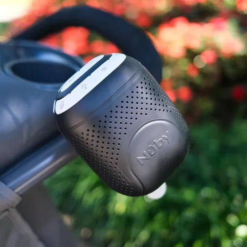 Vista 7 de Nuby Mecedora y máquina de sonido para bebés - Chupete portátil con 3 velocidades de vibración - USB-C recargable - Se fija a cochecitos y cunas