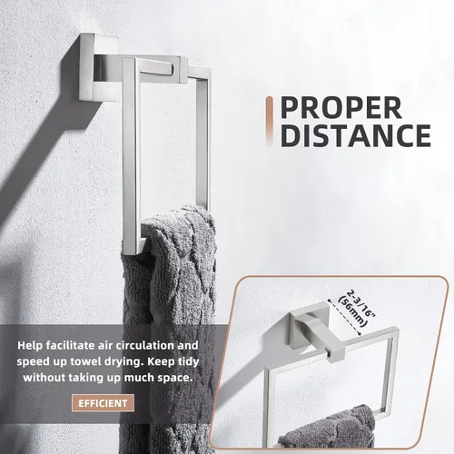 Vista 6 de Angle Simple SUS 304 - Toallero cuadrado de acero inoxidable para pared de baño, 7.09 pulgadas