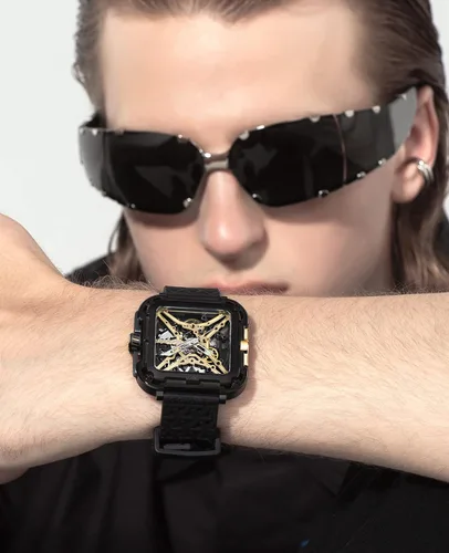 Vista 5 de CIGA Design Mechanical Automatic Watch X Series SUV Inspired Anti-Shock Design Sapphire Crystal Analog Skeleton Watches with Silicone and Nylon