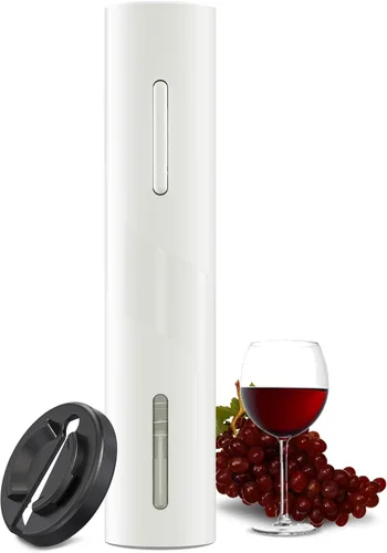 Vista 10 de COKUNST Abrebotellas de vino eléctrico, funciona con pilas, con cortador de papel de aluminio, removedor de sacacorchos con botón de un solo clic