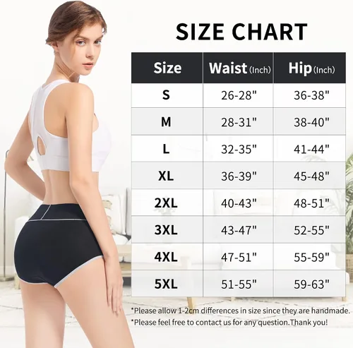 Vista 6 de Migbean Ropa interior de algodón para mujer, de cintura alta, calzones elásticos, paquete múltiple