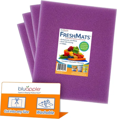 Vista 15 de Bluapple FreshMats, forro para contenedor de refrigerador, tapetes para cajón de refrigerador, forro extensor de vida útil del cajón para verduras