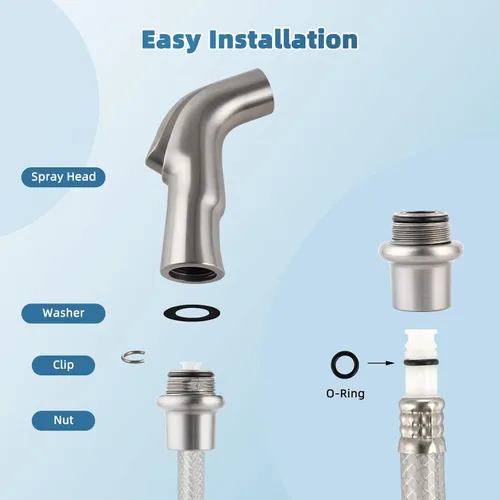 Vista 5 de Hygie Rinse Accesorio universal para rociador de fregadero para grifo, cabezal rociador lateral de cocina compatible con Delta, Moen, Kohler y otras