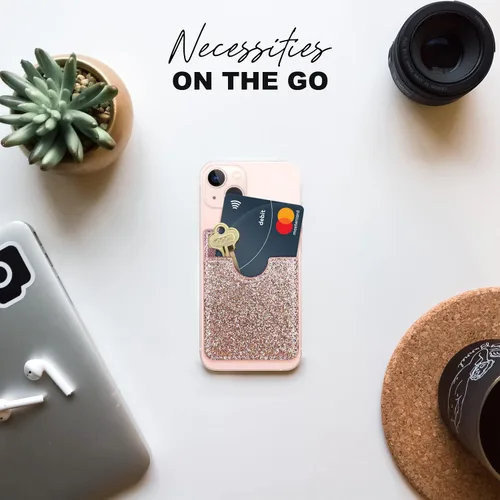 Vista 2 de Glitter Koala Pouch - Soporte para tarjetas de teléfono, billetera adhesiva (negro)