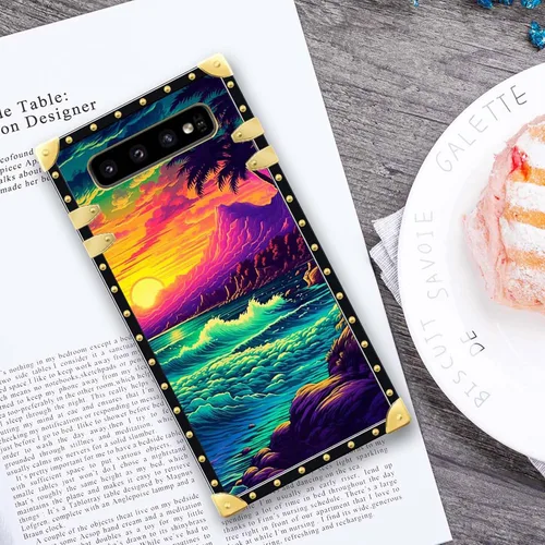 Vista 3 de Funda compatible con Samsung Galaxy S10 4G, TPU suave de lujo y parte trasera de policarbonato duro para niñas y mujeres, funda protectora a prueba