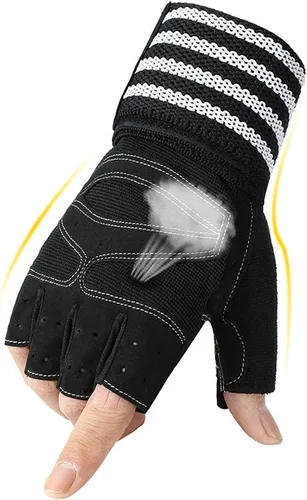 Vista 7 de Yiju 2X Workout Gloves Accessory Lightweight Polyester Black Weight Lifting Gloves for Indoor Outdoor Pull Ups Fitness Women Men