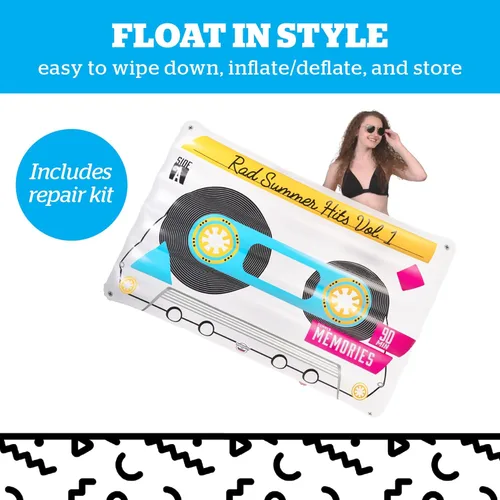 Vista 4 de BigMouth Inc. Flotador gigante retro para piscina, balsa inflable de más de 5 pies de largo, juguete inflable duradero para fiesta de verano