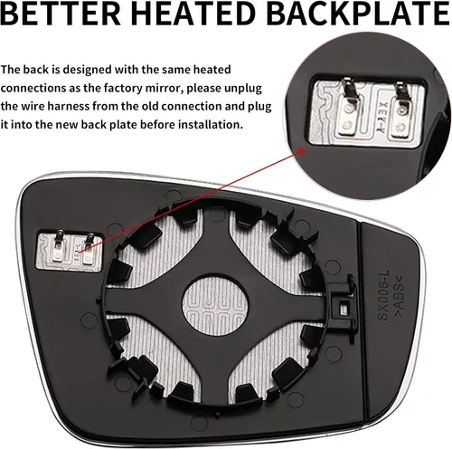 Vista 4 de Reemplazo del espejo lateral del conductor para Volkswagen Passat 2013-2018, Volkswagen Jetta 2011-2018, espejos retrovisores de cristal Volkswagen